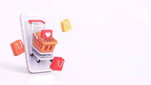 image 3d d'une représentation du shopping en ligne